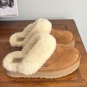 UGG Platform Chestnut Sheepskin Slippers